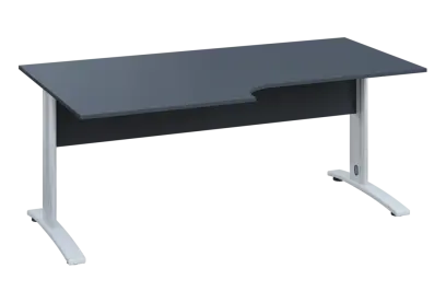 ERK 28 - 188 stůl kancelářský, rohový, levý, kovová podnož bílá, deska 25 mm, široký 1800 mm, antracit